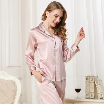 CEARPION Bleumarin Feminin Pijamale de Mătase Costum Elegant Mireasa în Noaptea Nunții Uzura Casual de zi cu Zi Haine de Acasă 2 buc Tricou+pantaloni de Pijamale