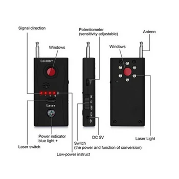 CC308+ Full Range Wireless Anti-Ascunsă Anti-trage cu urechea RF Detector de Semnal GSM Dispozitiv Finder Full-Detector de frecvență