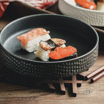 Ceramica Ciocan Cu Ochi Deep-Dish Bol De Fructe Creative La Cuptor Orez Sushi Farfurie Bol De Salată Veselă Porțelan Alb Negru Platou Rotund