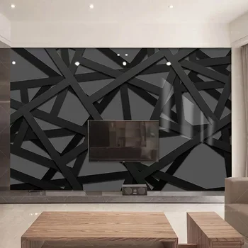 Personalizate Orice Dimensiune Murală Tapet 3D Stereo Negru Rece Geometrie Fresca KTV Auto-Adeziv rezistent la apa Artă Creativă Autocolante de Perete