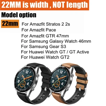 De sus PU Piele Curea de mână Pentru Xiaomi Amazfit GTR 47 47MM Stratos 2 3 Bandă Ritm Pentru Huawei Watch GT 2 GT2 Watchband