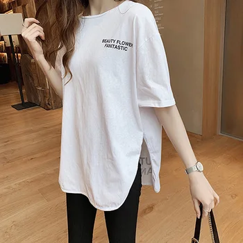 Doamna Tee Cămașă Cu Mâneci Scurte De Vară Jumătate Sleeve T-Shirt De Imprimare Scrisoare Gât Rotund Moda Casual Bluza