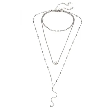 Boho Vintage Multi Strat Pearl Cristal Cravată Coliere pentru Femei de Moda de Aur Margele Colier Pandantiv Bijuterii Cadou