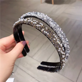 Noua Moda Pearl Cristal Bentițe pentru Femei Fata de Susținere articole pentru acoperirea capului Dinți Cerc Păr Bezel Stras Banda de Păr Accesorii de Par