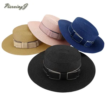 PiercingJ Femei Bowknot Pălărie De Paie, Pălării De Vară Margine Largă Pălărie De Soare