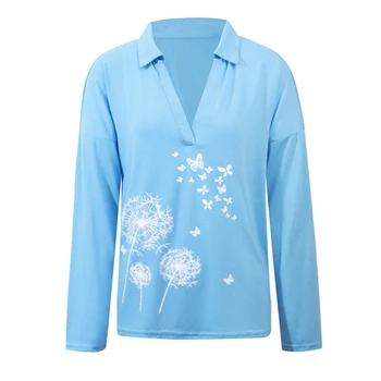 Print Floral Pentru Femei Bluza Tricouri 2021 Primăvară Elegant Guler De Turn-Down Mâneci Lungi Pulovere Topuri Casual Vintage Sex Feminin Blusa
