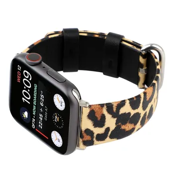 Leopard Curea din Piele pentru Apple Watch Band 6 44mm 42mm 40mm 38mm Bărbați/Femei Bratara Fashion pentru iWatch Serie SE/6/5/4/3/2 Centura
