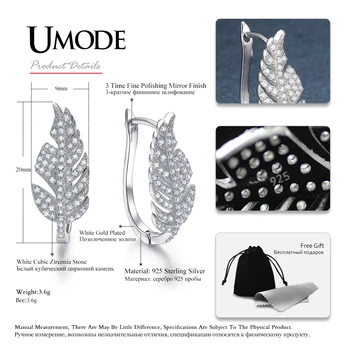 UMODE Moda CZ Cristal Argint 925 Hoop Cercei pentru Femei Bijuterii de Nunta Cadouri Brincos Pendientes Mujer Moda ULE0282
