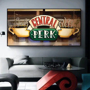 Central Perk Cafe Panza Pictura Prieteni Show TV Postere si Printuri Scandinave Arta de Perete pentru Camera de zi Decor Acasă Cuadros