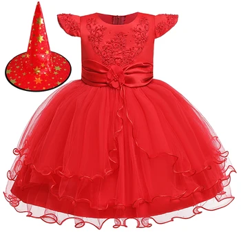 Copii Fată Dress 1-8 Ani Nunta De Copii Fete Rochie De Petrecere Arc Tutu Princess Rochie Eleganta Dantela Broderie New Sosire 2020