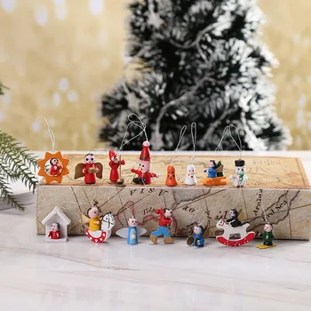 48Pcs Pom de Crăciun Ornamente de Crăciun din Lemn Agățat Pandantiv Meserii Cadouri pentru Copii Jucarii de Anul Nou Xams Petrecere Acasă Decorare xx216