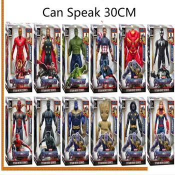 Noul Super-erou Marvel Avengers Figura Papusa 30 cm cu Sunet de Lumină Spiderman, Iron Man, Hulk Thanos Pantera Groot Cadou pentru Copii