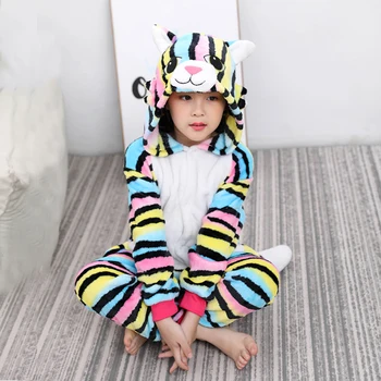 Kigurumi Unicorn Onesie Pijamale Animale pentru Copii Fete Baieti Pijamale Desene animate pentru Copii Licorne Cat Pijama Costum Salopete de Iarna