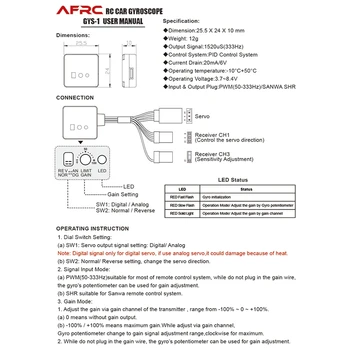 AFRC GYS-1 V2 RC Masina Giroscop Masina de Drift Stabilizator CNC Caz de Metal Pentru 1/18 1/10 1/8 Model de Masina Asamblare DIY -Rosu