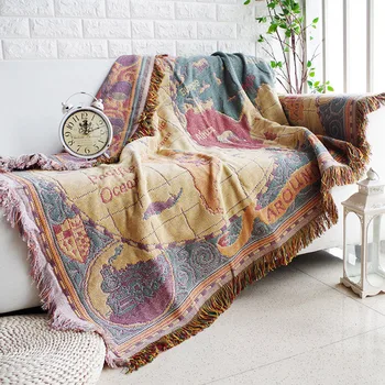 Stil scandinav bumbac full-acoperire pătură canapea, canapea capac, capac de praf, harta lumii canapea prosop, pătură