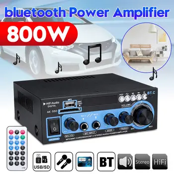800W 2CH LED Mini HIFI Audio bluetooth, Amplificator de Putere FM AUX USB SD 2 Microfon Auto Home Theater Amplificatoare cu Control de la Distanță