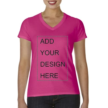 Personalizate Tricou Logo-Ul De Imprimare Femei Imprima Propriul Design De Înaltă Calitate Bumbac Respirabil V Gât T-Shirt Pentru Femei Plus Dimensiune