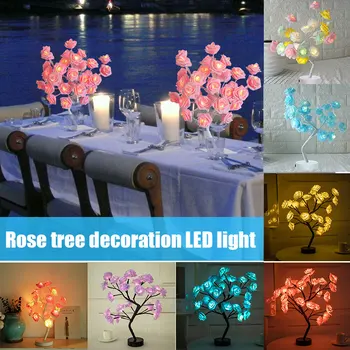 Noua Lampă cu LED-uri a Crescut de Flori de Arbore de Forma Alimentat de la Baterie Decorative Masă LED Lumini Petreceri de Crăciun de Nunta QP2