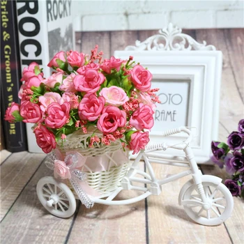 Rattan biciclete flori rattan plastic flori artificiale floret biciclete țesute flori coș fals flori matase flori diamond rose