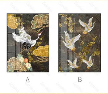 Acasă Decor de Aur Alb Zboară Cocorii și Păsări Poster Canvas Tablou Dormitor, Living Acasa Arta de Perete Frumos Decorati