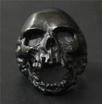 Navă de Dimensiuni 7-15 Rece Negru Rău Moarte Craniu Inel 316L din Oțel Inoxidabil Barbati Motociclistul Fantomă în Flăcări Rider Inel de Craniu