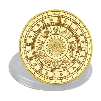 Noi 12 Constelații Zodiacale Placat Cu Aur-Moneda De Colectie Original Monede Set Suport Creativ Suvenir Cadou De Vacanță