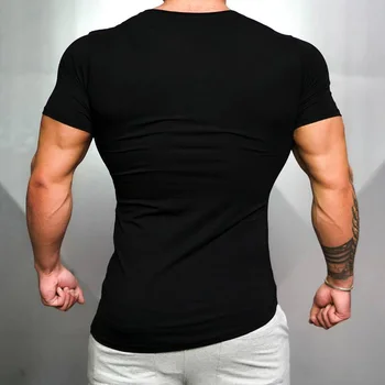 Brand de Bumbac bărbați Îmbrăcăminte de sex Masculin Slim Fit tricou Om de fitness T-shirt de Compresie T-Shirt print mens sport topuri tricouri