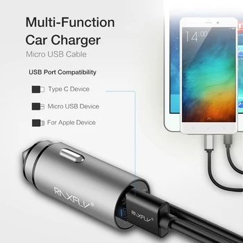 RAXFLY Incarcator Auto USB Micro-B Tip C USB Cablu Pentru iPhone 11 8 XR X iPad bricheta Tableta Masina Încărcător de Telefon Adaptor