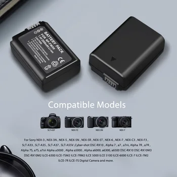 2000mAh NP-FW50 NP-FW50 Acumulator Camera LCD Dual USB Încărcător pentru Sony Alpha a6500 a6300 a6000 a5000 a3000 NEX-3 a7R