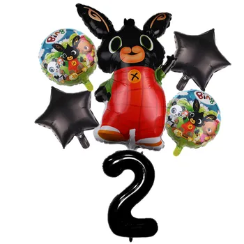 6pcs Bing Iepure Ziua Baloane Folie de Desene animate de Animale Roșu Albastru Numărul de Petrecere Loc Decoratiuni Baloane pentru Copii Globos