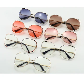 Ochelari de soare pentru femei brand de lux Rotund Gradient Lens cadru din aliaj de lux ochelari de soare brand femeie 2020 UV400 ochelari
