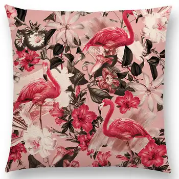 De Vânzare La Cald Animale Printuri Florale Flamingo Pisică, Câine, Păsări, Căprioare Pantera Tropical Toucan Epocă Față De Pernă Canapea Pernă Caz
