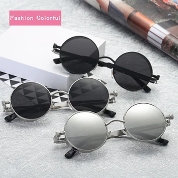 Ochelari de soare rotund Designer steam punk Metal Oculos de sol femei Acoperire Bărbați ochelari de Soare Retro Cerc ochelari de Soare