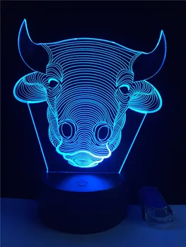 Vite Taur Vacă 3D de Iluminat Lampa USB cu LED-uri Fade starea de Spirit Lumina de Noapte Multicolor Controler Touch de la Distanță Luminaria Schimba Masa Cadou