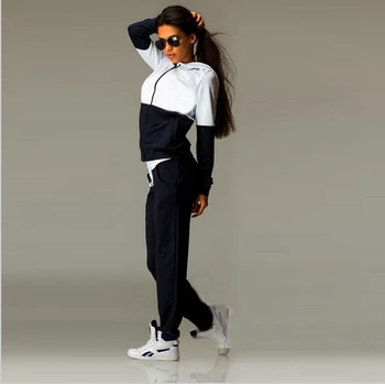 Mozaic cu Fermoar dantela-up Costum Set 2019 Femei Trening Două piese Sport Stil Tinuta de Jogging Tricou Fitness Lounge Sportwear