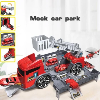 Simulare Urmări Inerție pentru Copii Puzzle Jucării Vehicul Camion Model de Masina de Deformare Foc Inginerie Vehicul Băieți Cadou Roșu
