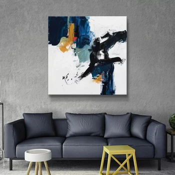 Canvas Abstract Perete Acasă Negru Galben Albastru Decorativ HD Imprimate, Poster Frumos Tablou Modern Cadru Modular Pentru Camera de zi