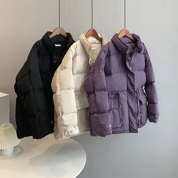 Jachete pentru Femei de Iarnă 2020 Casual Căptușit Puffer 4 Culori Stil coreean Palton Negru Femme Geci de Toamna Femei, Haine