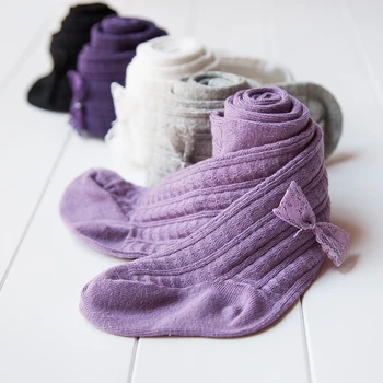 6 Culori de Toamna Iarna Culoare Pură Copii Dresuri din Bumbac Tricotate Ciorapi pentru Fete Alb-Negru Pantaloni pentru Copii de la 3 La 8 Ani