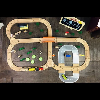 78 Bucăți de Lemn de Cale ferată Jucărie DIY Asamblate Magnetic Podul de cale Ferată Stație Magnetică Masina de Lemn de cale Ferată Educație Băiat Jucărie