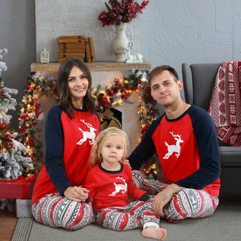 De crăciun, Familia Pijama Set de Haine de Crăciun Părinte-copil Costumul Acasă Pijamale Copii Copii Copil de Tata, Mama, de Potrivire de Familie Tinuta