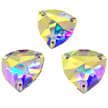 TopStone Grăsime-Triunghi K9 Coase Pe Stras de Cristal AB 12mm 16mm 22mm Cusut de Cristal de Sticlă de Piatră Pentru Rochie Haine Diy