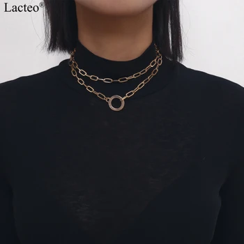 Lacteo Punk, Hip-Hop Aur Rotund Cerc Cravată Colier pentru Femei Exagerat de Multi Strat Clavicula Lanț Farmecul Colier Bijuterii