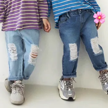 2020 Toamna coreean Haine pentru Copii Nou Băieți și Fete de Moda Găuri Denim Liber Blugi Casual