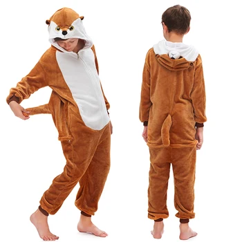 Nou Animal Lup Kigurumi Pijamale Pentru Copii Fete Băiat Unicorn Pijamale De Iarnă Colar Fleece Salopete Anime Onesie Pijamale Copii