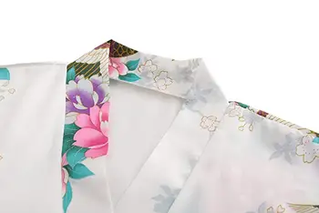 FZSLCYIYI Alb Femei Sexy Mireasa Nunta Halate, îmbrăcăminte de noapte Halate Kimono Rochie de Noapte Tipărite Păun&Florale Plus Dimensiune Sleepwear