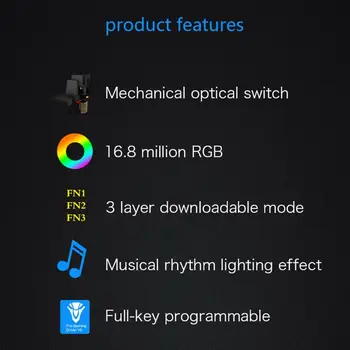 RGB cu iluminare din spate Bluetooth 5.0 Wireless Dual Mode Tastatură Mecanică,61 Gateron Chei