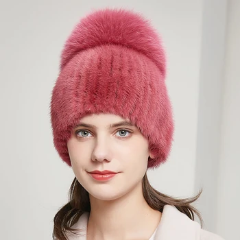 Iarna nou de nurcă blana de vulpe capac femeii rece de protecție dispozitive de protecție pentru urechi de lux de vânzare fierbinte nurca beanie hat