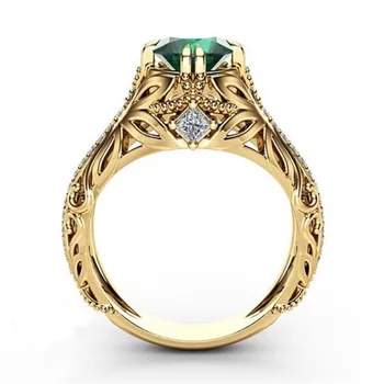 2021 nou de lux de Aur Verde de Culoare halo Inel de Logodna pentru femei lady cadou de aniversare de bijuterii en-gros de Ziua Îndrăgostiților R5072