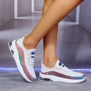 2020 Femei Colorat Pantof Sport Casual Dantela-Up Confort Plasă De Sex Feminin Vulcanizat Pantofi De Moda Toamna Plat Doamnelor Pantofi De Mers Pe Jos Zapatos